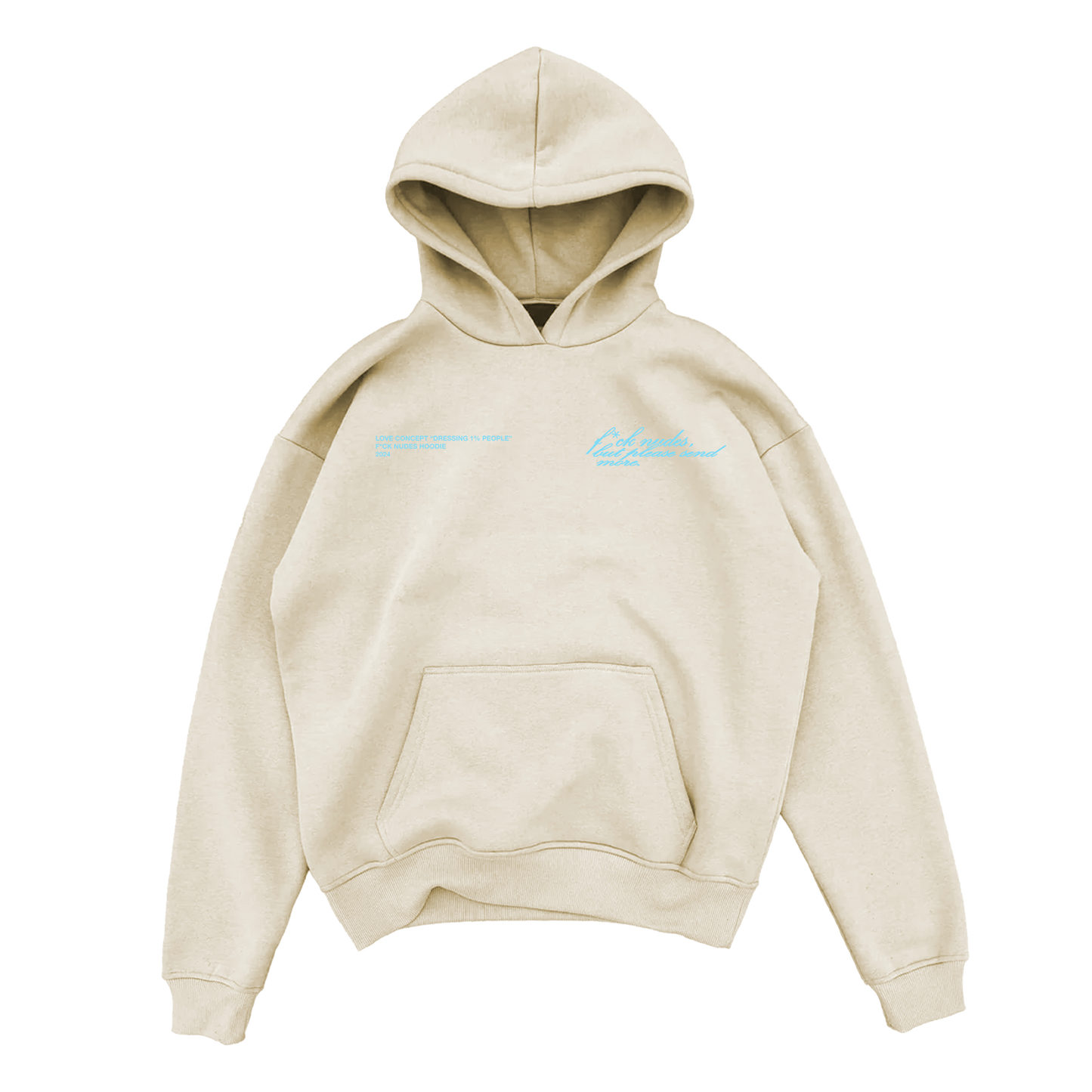 F*CK NUDES BEIGE AND BABY BLUE HOODIE